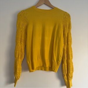 Who What Wear Yellow Knitted Sleeve Sweater Size: XS